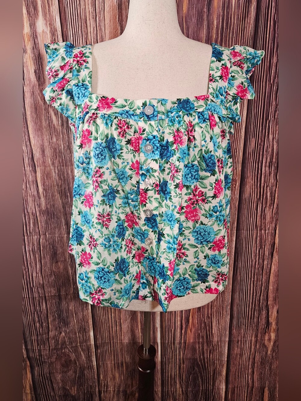 New 77 Park Ruffle Button Front Top Size XL